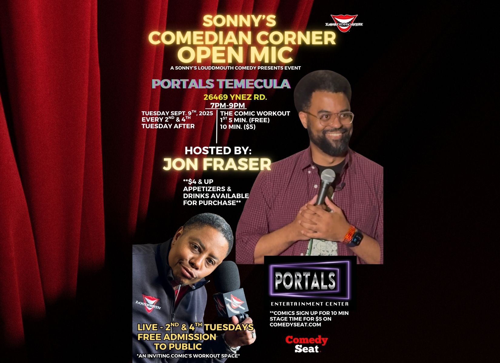Sonny’s Comedian Corner Open Mic at Portals Temecula